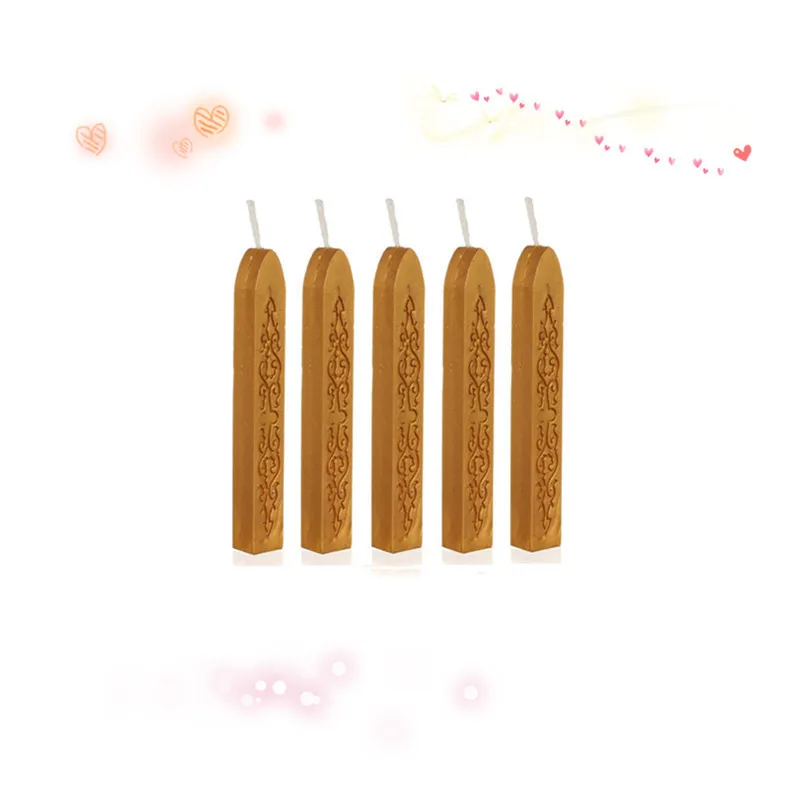 

5Pcs Vintage Gold Manuscript Sealing Seal Wax Sticks Wicks For Postage Letter 10.11