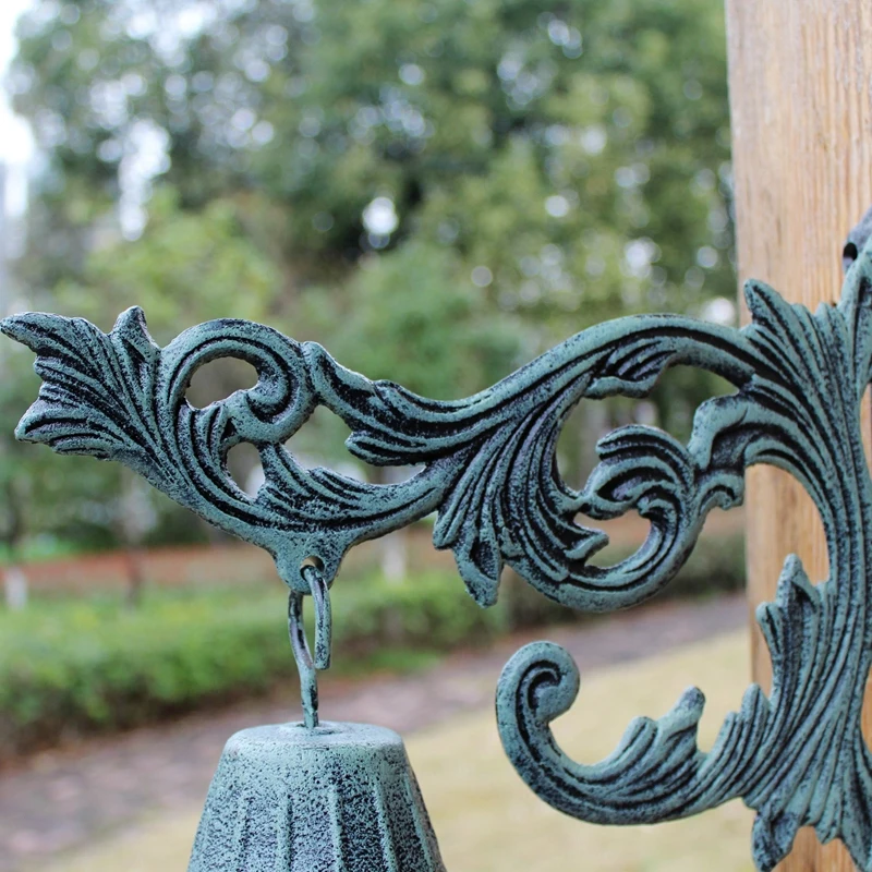Прокрутка кашпо для цветов дверной звонок во французском стиле темно-зеленое литое металлическое Крепление на стену патио садовые ворота Колокольчик для улицы, домашний декор