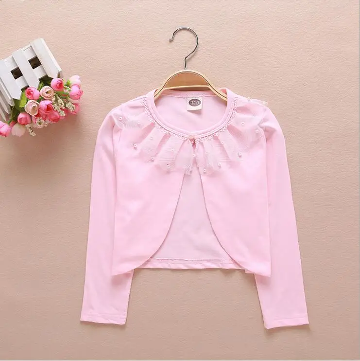 2 12Y Pink White Cardigans For Girls Cotton Polyester Thin Long Sleeve ...