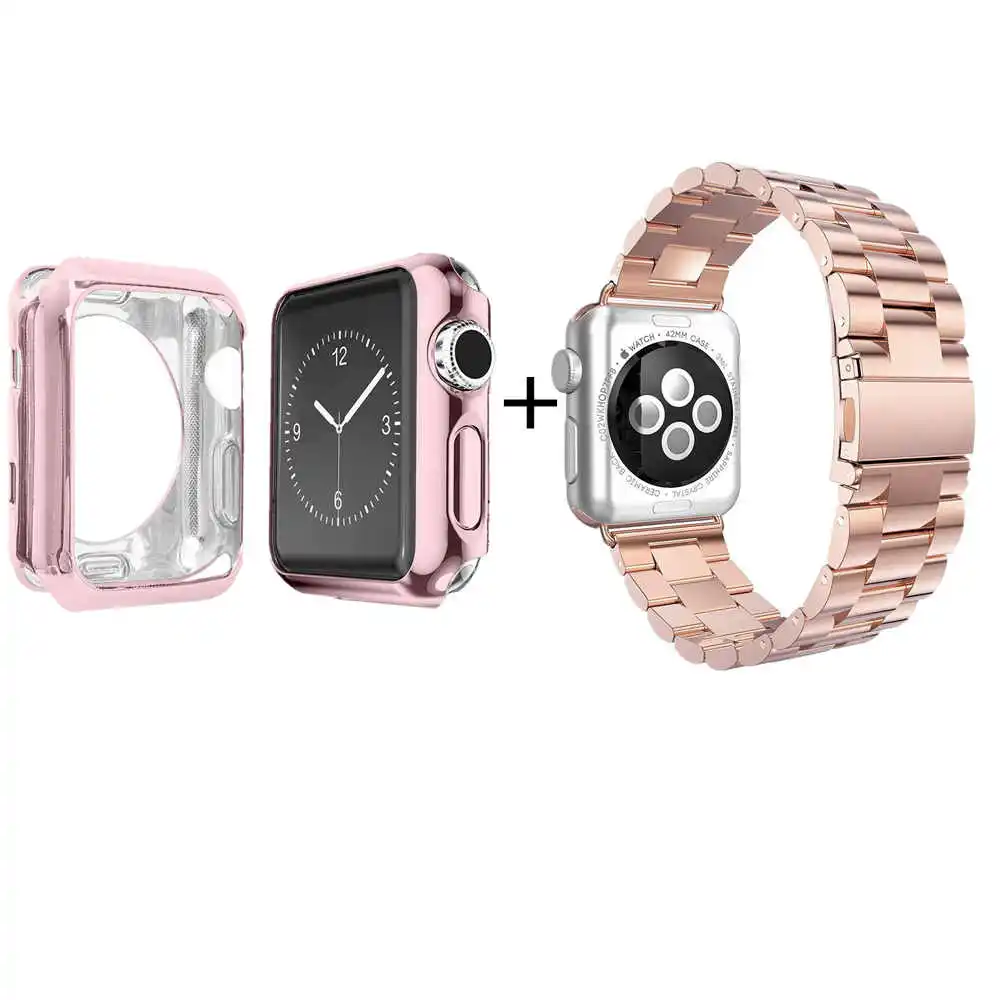Ремешок из нержавеющей стали FOLOME с мягким корпусом ТПУ браслет для Apple Watch SE Band Series