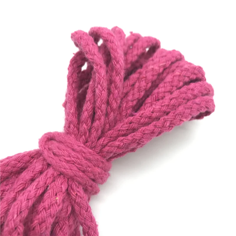 5 ярдов 6 мм хлопчатобумажная веревка для рукоделия, декоративная витая веревка для украшения ручной работы, шнурок для рукоделия - Цвет: Rose