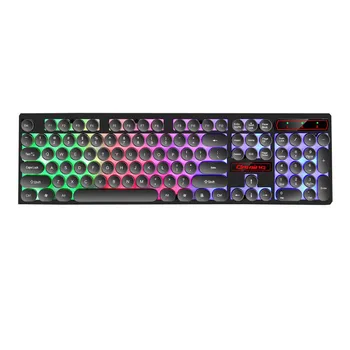 

104 Key Retro Punk USB Wired Backlit Gaming Desktop Keyboard Round Keycap Compatible with Windows10#ZS