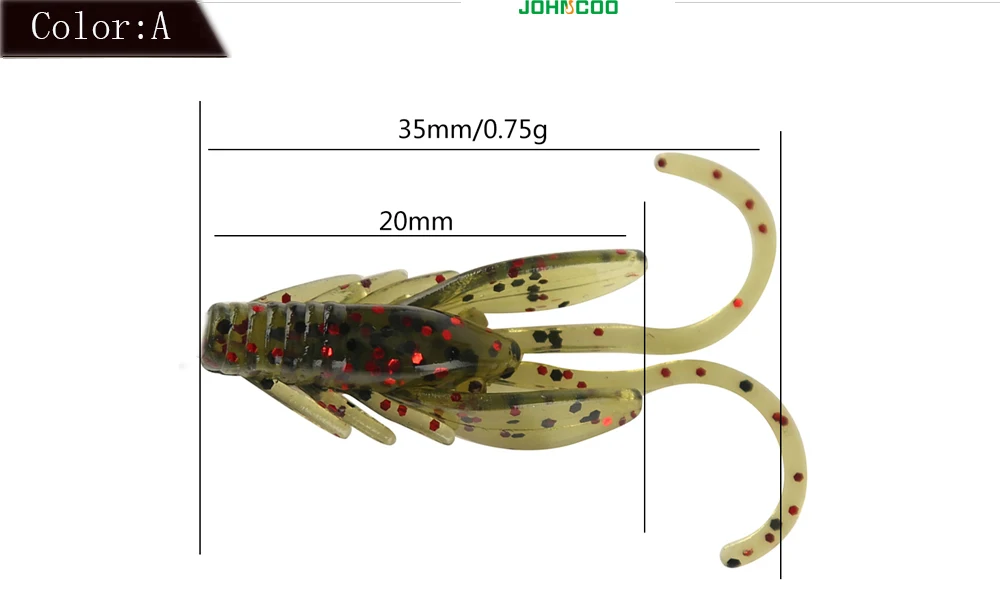 JOHNCOO приманка для форели, 10 шт., 35 мм, 0,75 г, силиконовая приманка для рыбалки, искусственная приманка, мягкая плавающая приманка, рыболовная приманка