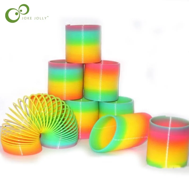 

Rainbow Spring Classic Toys Protean colorful Rainbow Circle Folding Plastic Spring Coil Children's Creative Educational Toys WYQ