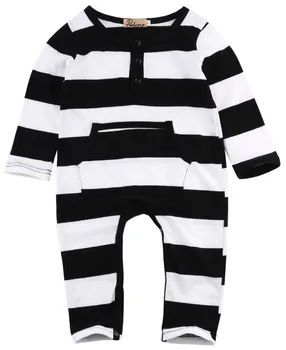 

Pudcoco Newborn Infant Baby Boy Girl Winter Warm Clothes Kids Baby Striped Black White Romper Jumpsuit bebes roupa infantil 0-3T