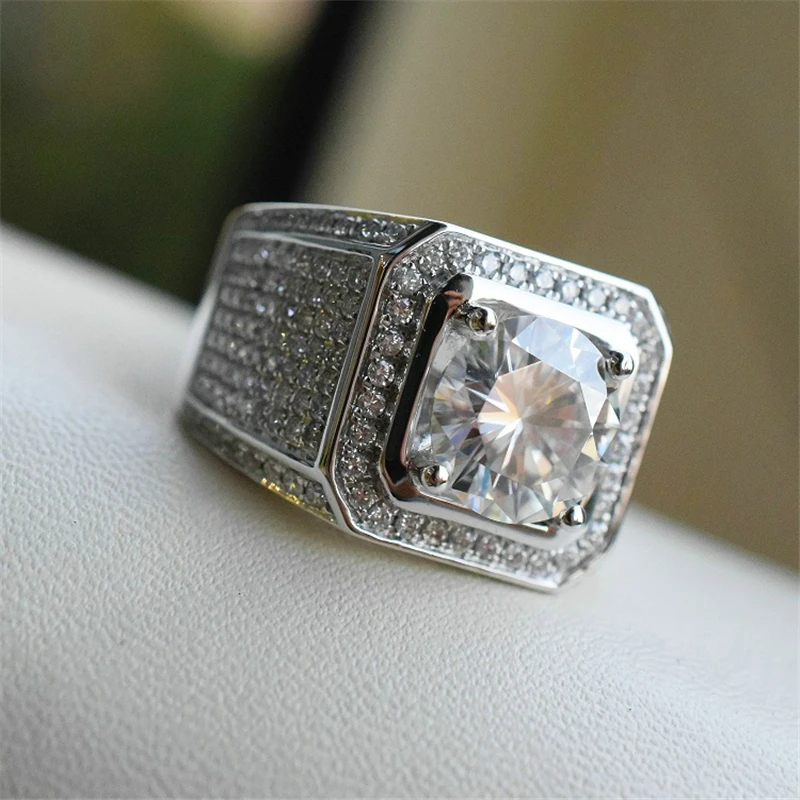 Большие стразы в стиле хип-хоп, мужское кольцо, серебряное кольцо, обручальное кольцо высокого качества Z4K458