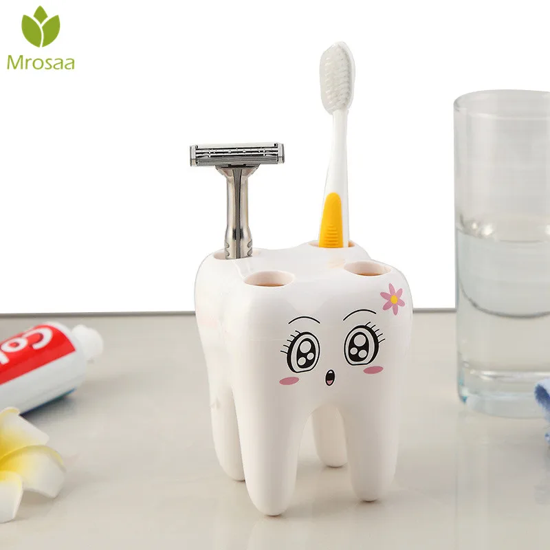 1PC Cute Teeth Style 4 Hole Toothbrush Holder Tooth Brush Stand Shelf