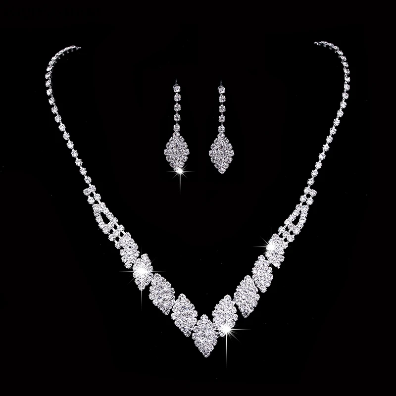 

RNAFASHION Jewellery Elegant Design Women Wedding Bridal Jewelry Vestidos Crystal Necklace Earring Top Quality Gift For Bride