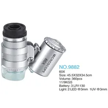 Loupe éclairée 60X avec support Lupas Mini Microscope