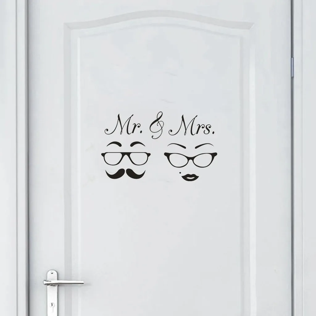 Г-н& миссис кавычки Туалет дверь Стикеры модные Ванная комната двери наклейки сделай сам Водонепроницаемый настенный художественный, виниловый, Съемный Плакат для дома украшения - Цвет: Black