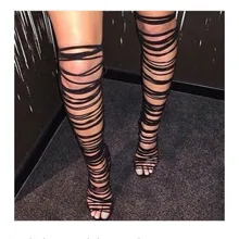 Популярные однотонные сандалии до колена на высоких каблуках с перекрещивающимися завязками модные босоножки на молнии сзади и вырезами