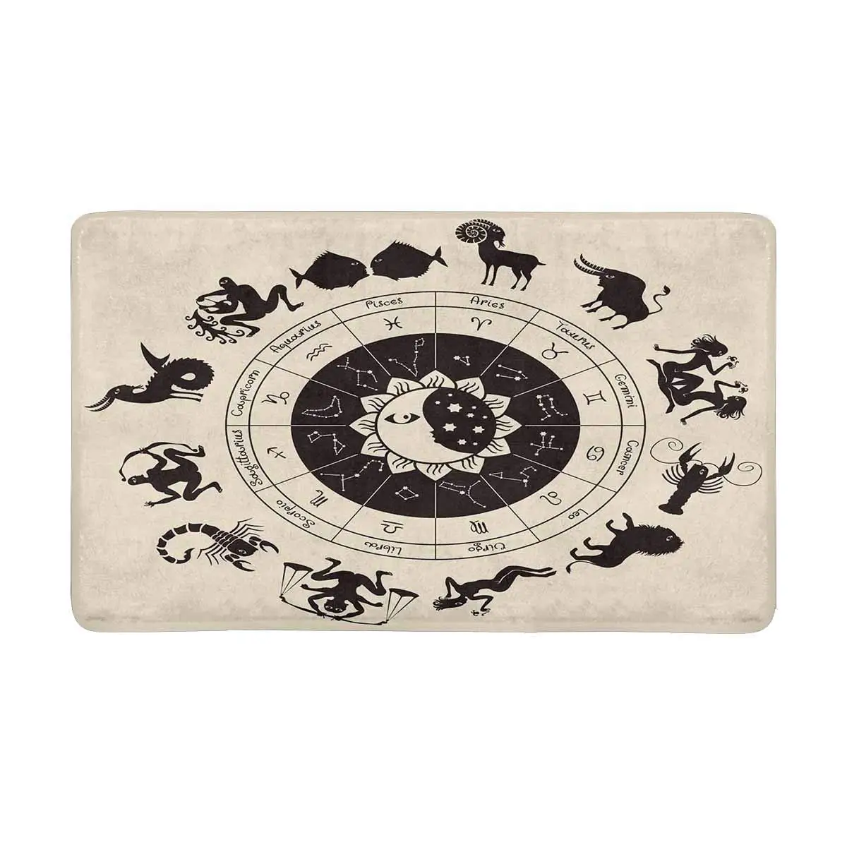Circle The Zodiac Signs Antique Style Indoor Entrance Rug Floor Mats