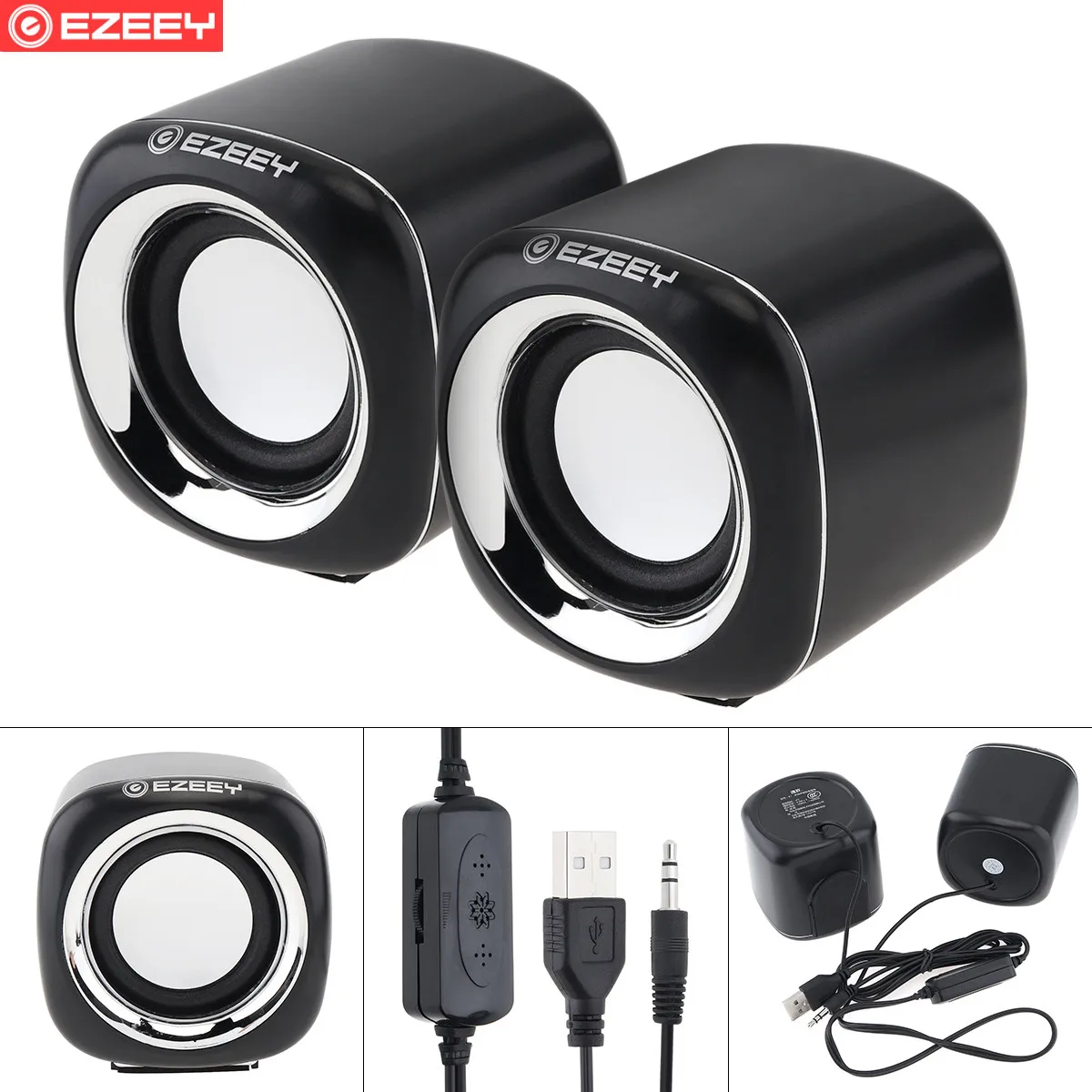 

A1 3W Portable Mini USB 2.0 Notebook Subwoofer Loud Speaker with 3.5mm Stereo Jack Support Volume Control for Computer PC Laptop
