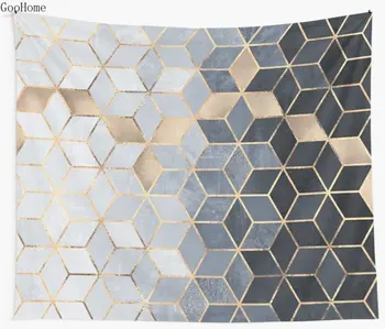 

Soft Blue Gradient Cubes Wall Tapestry Cover Beach Towel Throw Blanket Picnic Yoga Mat Home Decoration