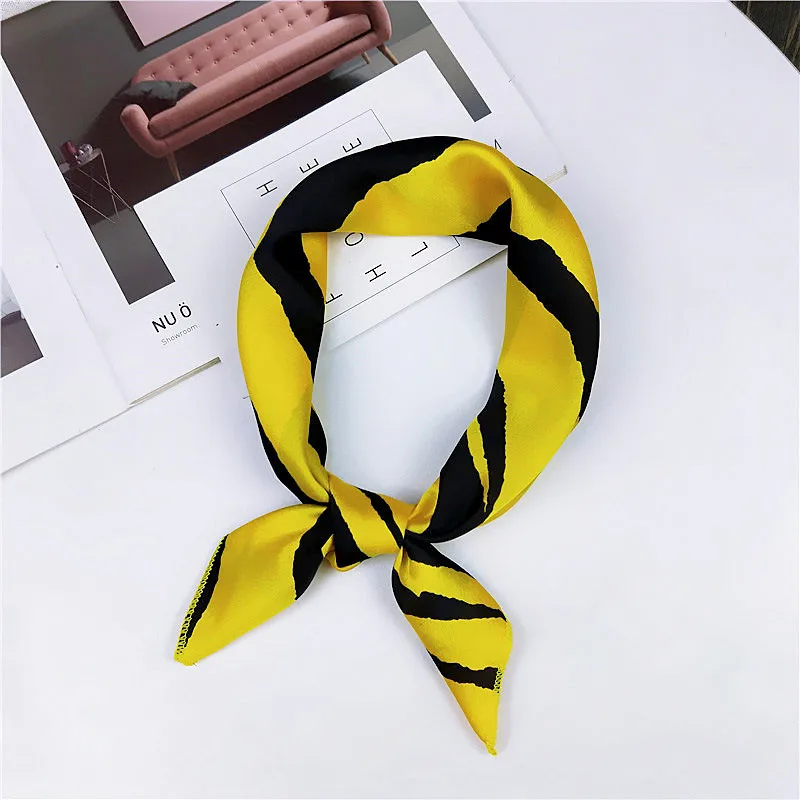 fashion Square Scarf Hair Tie Band Party Women Elegant Small Vintage Skinny Retro Head Neck Silk Satin Scarf, square scarves - Цвет: 18