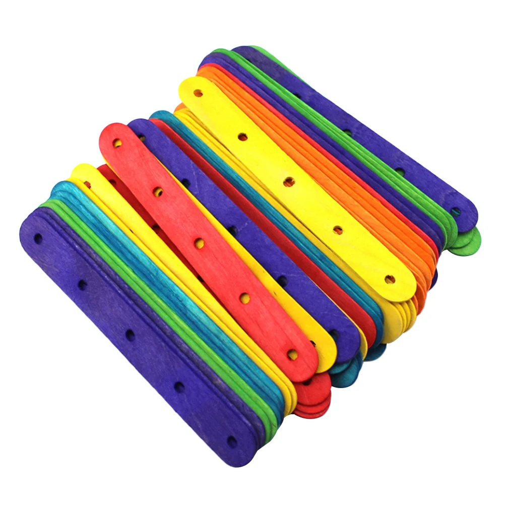 

Pack of 50 Colorful Wooden Fun Creative Designs Wood Craft Popsicle Toys Bars Sticks for Kids DIY Craft Children
