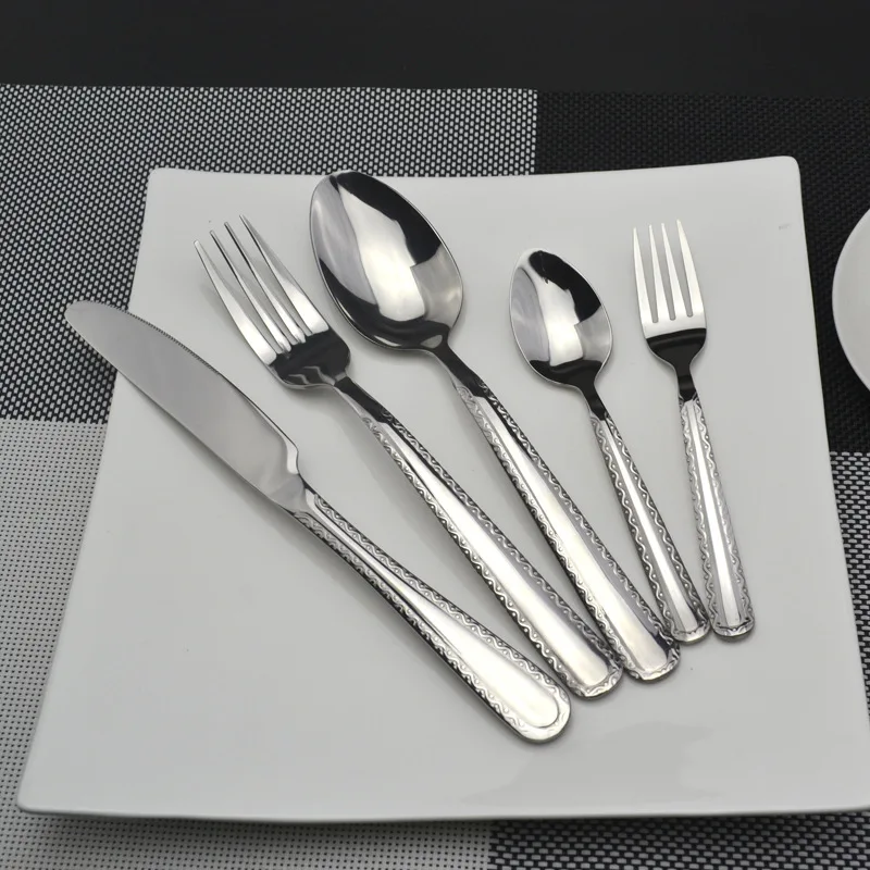 Stainless Steel Flatware Cutlery 5 Pcs Dinnerware Set Steak Knife Spoon