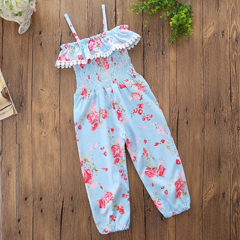 Mayfair Cabin/брюки для девочек; Детская летняя одежда; детские брюки для От 3 до 7 лет; Детский комбинезон с цветочным рисунком; Детские эластичные брюки на бретельках