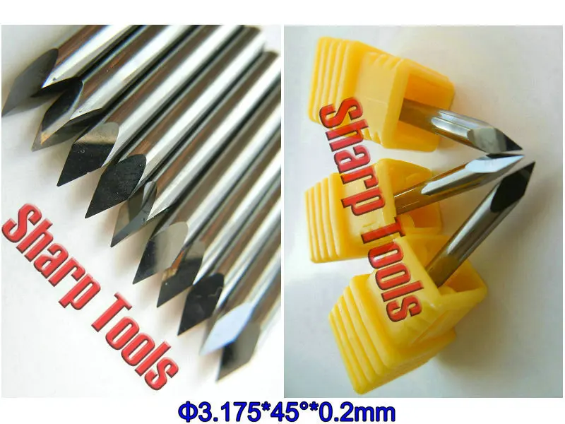 

45 degree 0.2mm 1/8'' Super Micro Carbide Wood Router Bit, 3-Edge Pyramid PCB Engraving CNC Bit Carvings Cutters for Metal/pvc