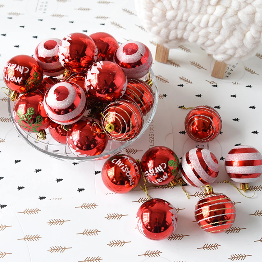 24 unids/set 6 CM bola de pintura de Navidad árbol de Navidad colgante decoración fiesta adornos Featival-Surtido/dorado/rojo color 24 unids/set 6 CM bola de pintura de Navidad árbol de Navidad colgante decoración fiesta adornos Featival-Surtido/dorado/rojo color