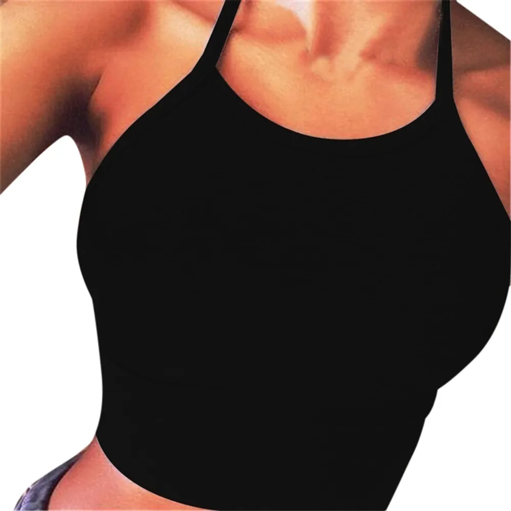 Women Summer halter vest Ladies Sleeveless Strapless Solid Cropped Vest