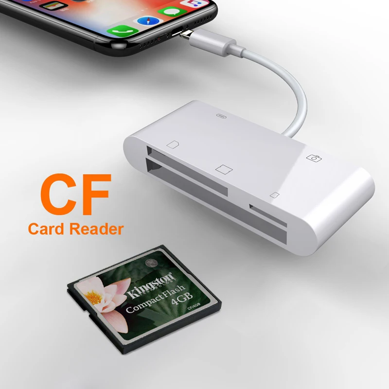 

5in1 SD TF CF Card Reader USB Camera Connection Kit OTG Cable Adapter For iPhone X XS MAX XR 5 6 6S 7 8 Plus For iPad iOS 11/12