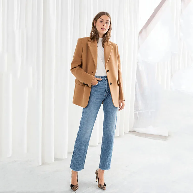 Casual Collar 2018 Pleine down xitao Unique Corée Mode Couleur Solide Poitrine Manches Lyh1664 De Mélange Khaki Turn Femmes Hiver Poche BpgPdq