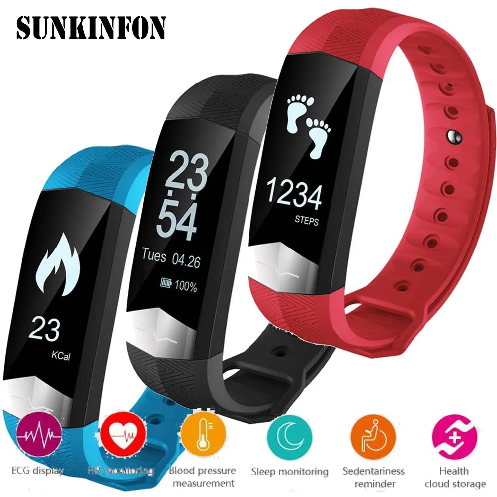 

Bluetooth Smart Wristband ECG Display Heart Rate Blood Pressure Monitor Fitness Smart Band Bracelet for Samsung Galaxy S7 Edge