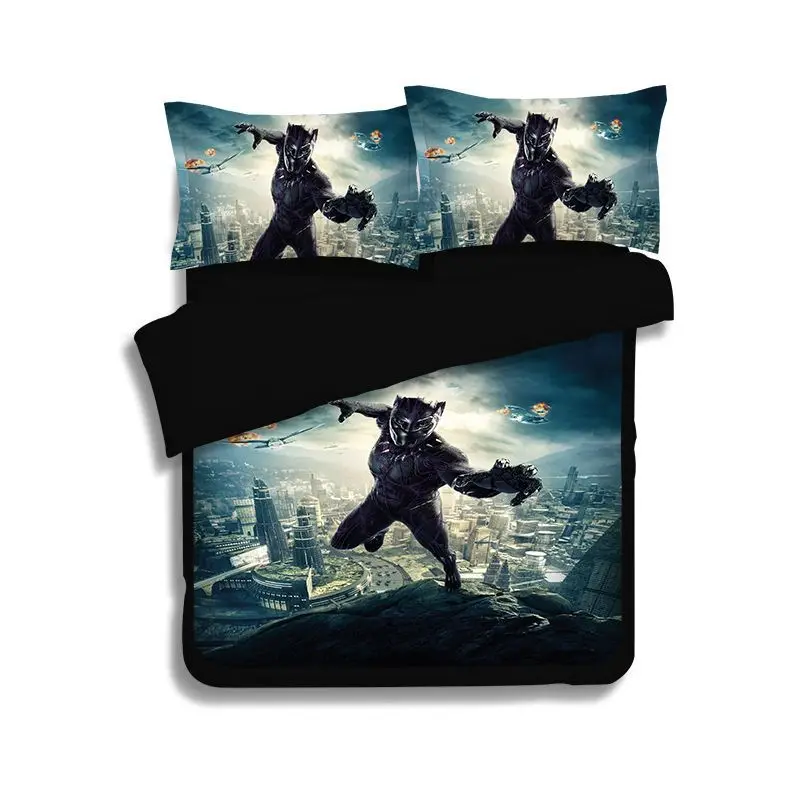 

NEW 3D black panther hero Children Duvet Cover Set 3Pcs Set Twin Full Queen King Bedding Sets housse de couette luxury bedclothe