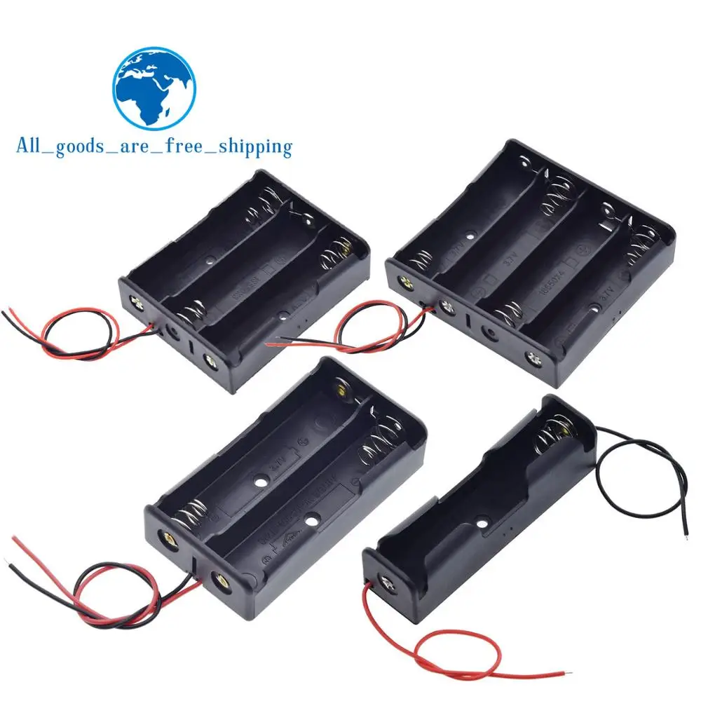 

Black Plastic 1x 2x 3x 4x 18650 Battery Storage Box Case 1 2 3 4 Slot Way DIY Batteries Clip Holder Container With Wire Lead Pin