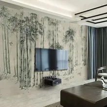 Beibehang Обои фреска ручная роспись китайский дзен бамбуковый лес ТВ фон обои украшение дома Фреска 3d обои