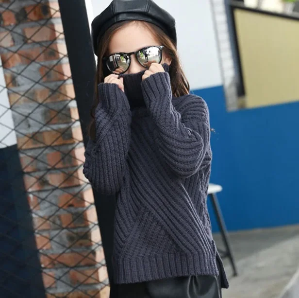 Girls high necked sweater 2017 new spring children Korean girls 12 fall