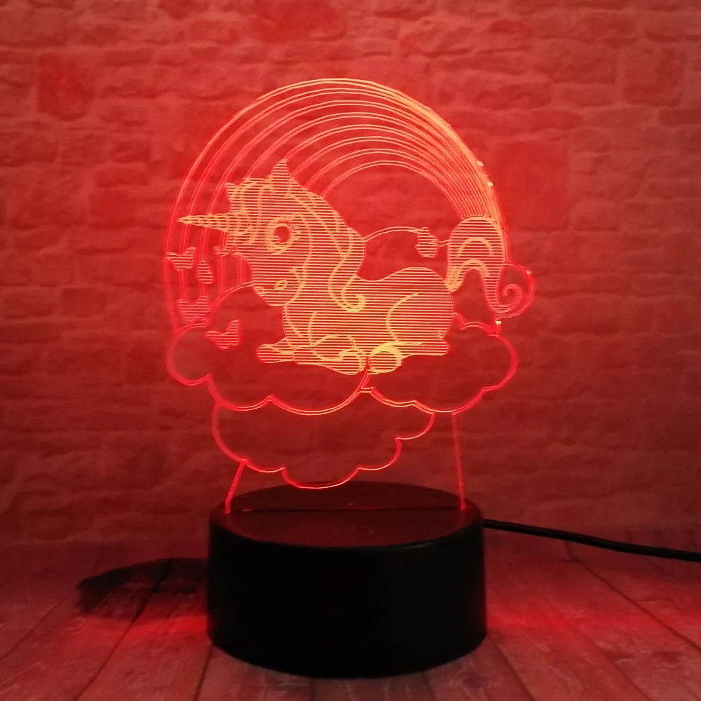 Amroe 3D мультфильм милый Единорог облако LED 7 цветов градиентный ночной Светильник