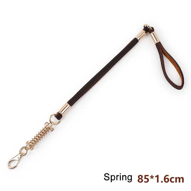 SYDZSW High Quality Dog Leash Pet Traction Rope Double Section Thickening Real Leather Golden Casing Pet Dog Leash Strong Durable11