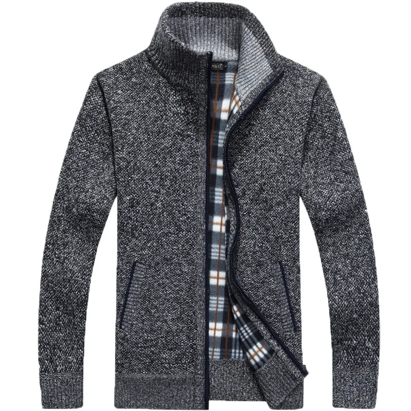 2019 جديد سترة الرجال الخريف الشتاء SweaterCoats الذكور سميكة فو الفراء الصوف الرجال سترة السترات عارضة سستة تريكو حجم M-3XL