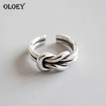 OLOEY,, S925 Стерлинговое Серебро, кольца на палец для женщин, Ретро стиль, старый стиль, двойное толстое кольцо с узлом YMR566