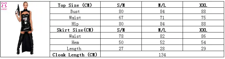 Сексуальная ПВХ Искусственная кожа воин Хэллоуин костюмы для женщин Cloack + Топ корсет + юбка + талии Чехол женский одежда карнавал платье