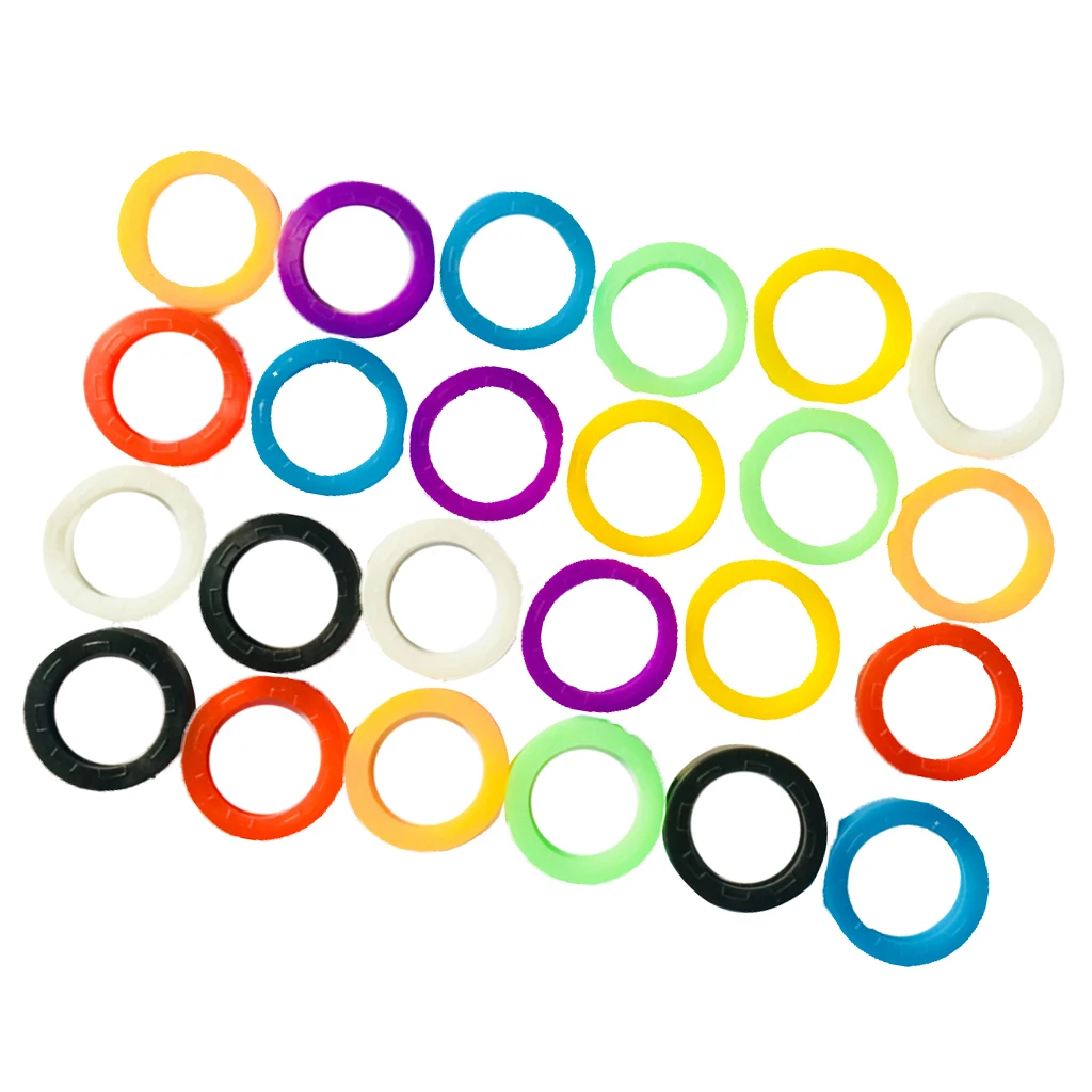 24 Pcs Assorted Color Multicolor Soft Round Key Locks Keys Cap Key Covers Topper Keyring