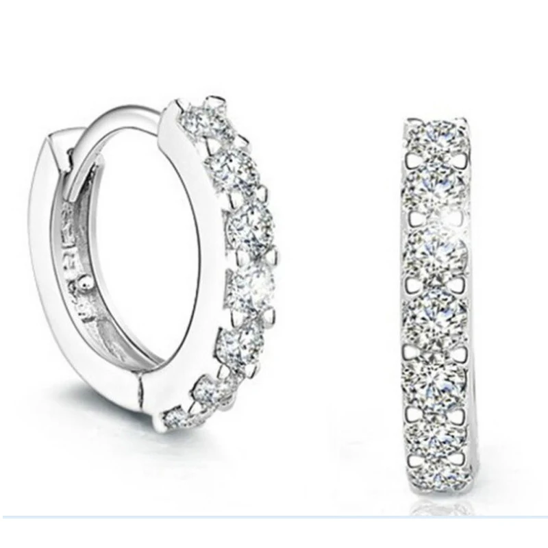 

Single Row Full Cubic Zirconia Stone Shiny Hoop Earrings For Women Luxurious Bridal Earrings Wedding Jewelry (EA102584)