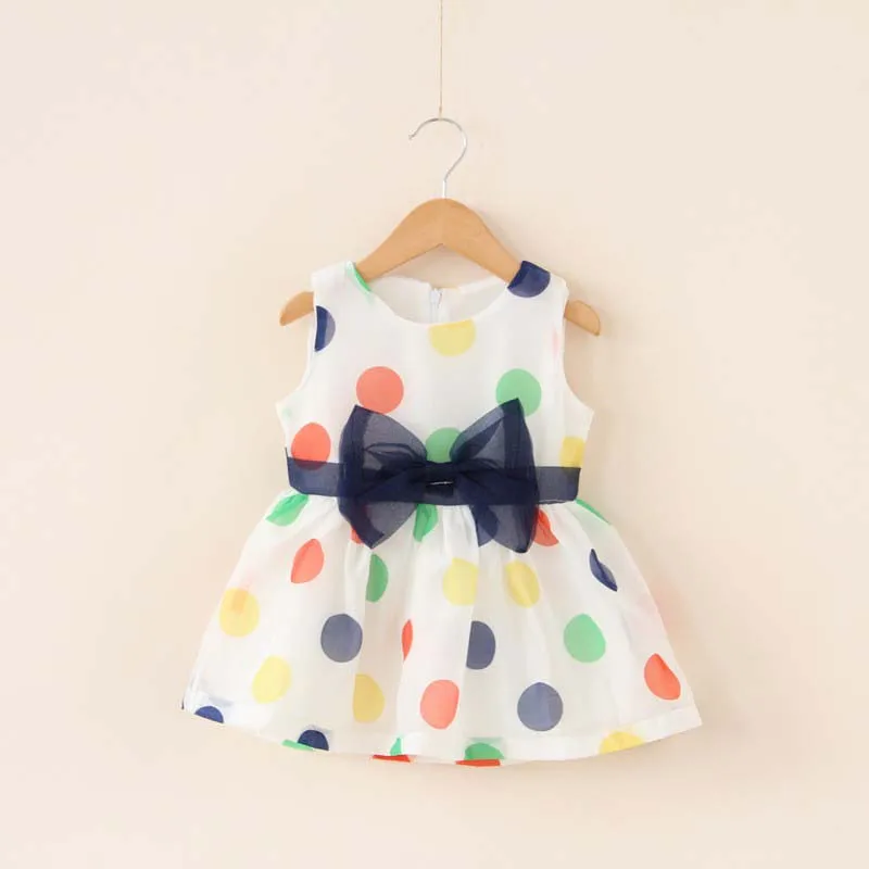 1 Year Baby Girl Dress Summer Bow Chiffon Dress Infant Girl Sleeveless Dot Dress Kids Birthday Dress Baby Clothes