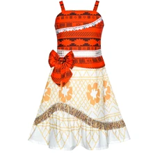 Платье с цветочным узором для девочек с героями мультфильма «Моана»; костюм с рисунками из мультфильмов Косплэй Хэллоуин платье принцессы летние нарядные платья для свадьбы детская одежда торжественные платья