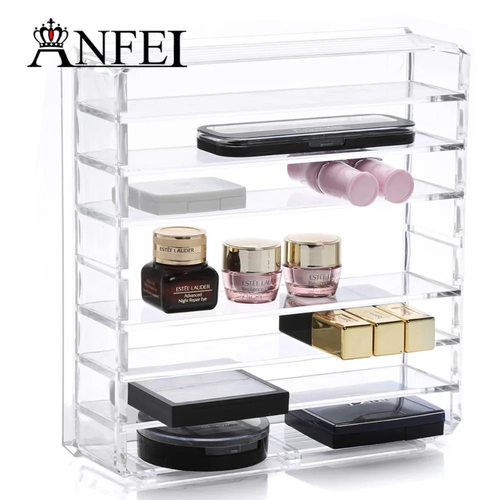 

ANFEI Beauty Acrylic Powder And Eye Shadow Organizer Clear Plastic Blush Organizer The Plates Are Spaced Apart C197