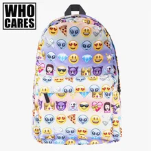 Emoji Imprimer pour adolescentes sac à dos toile sac à dos Qui Se Soucie Poignée Souple bookbag école sacs à dos femmes mochila