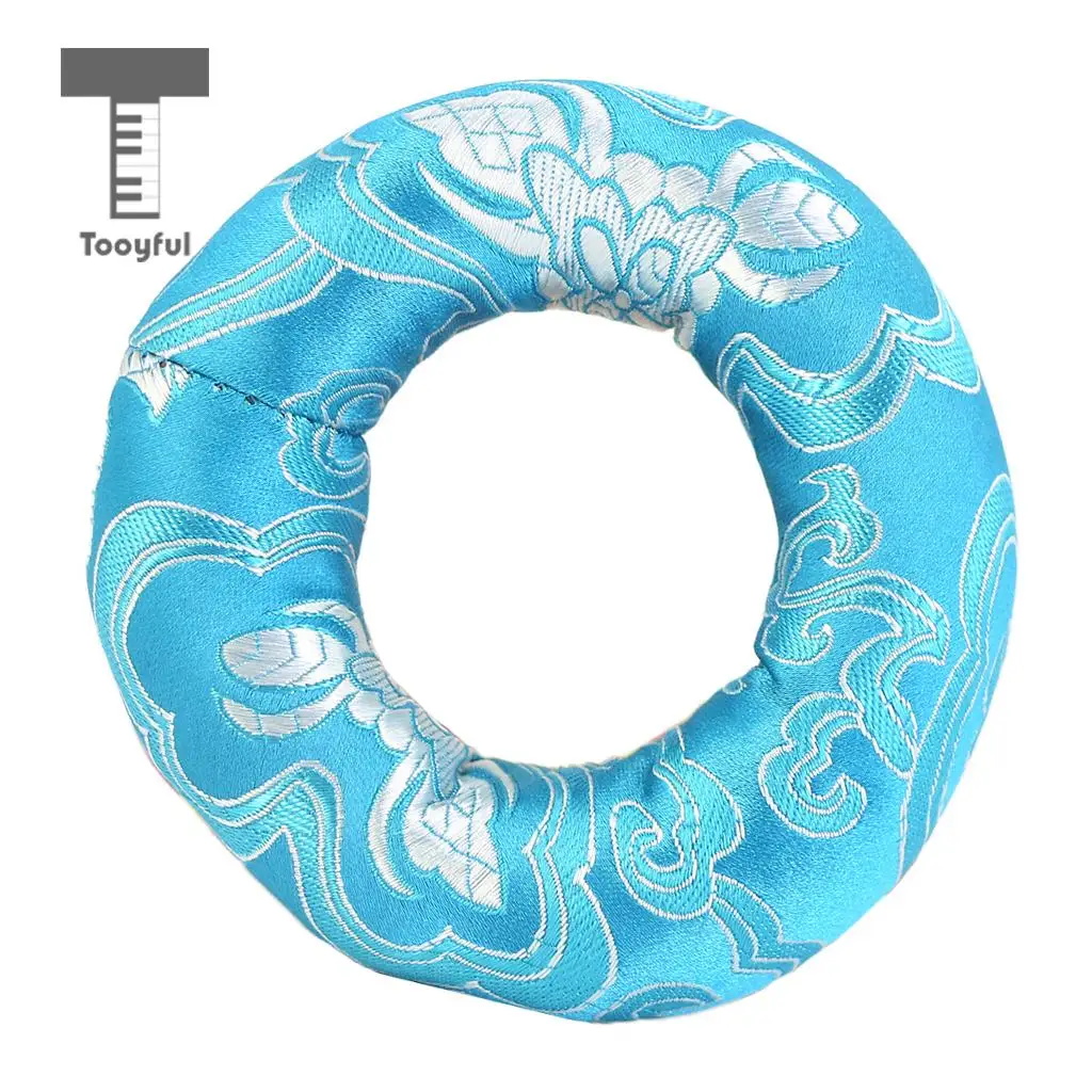 Tooyful Tibetan Handmade Silk Brocade Round Meditation Singing Bowl Cushion Ring Pillow Random Color