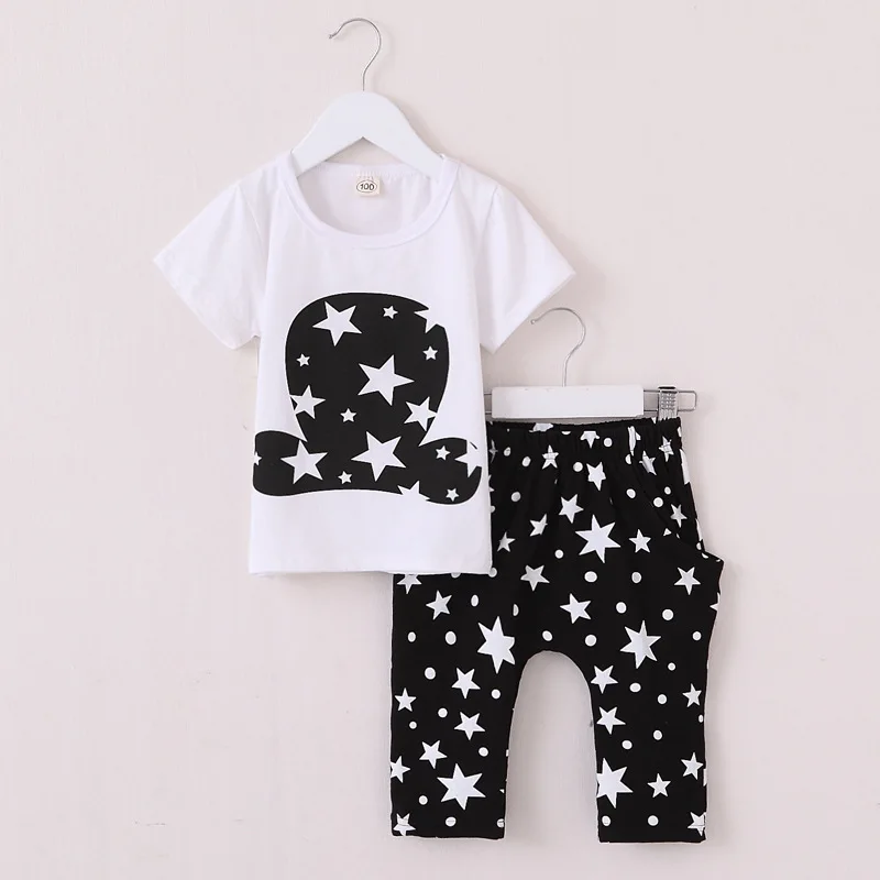 

Cotton Baby Boys Girls Clothing Set Summer 2016 New Kids Clothes for Boys Hat Stars Children Toddler Clothes Shirts+ Short Pant
