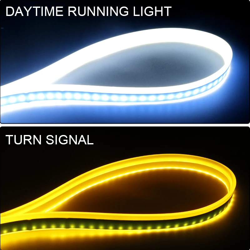 Hlxg 2x ультратонкие автомобили DRL светодиодный дневные ходовые огни белый указатель поворота желтый направляющая полоса для сборки фар Прямая поставка