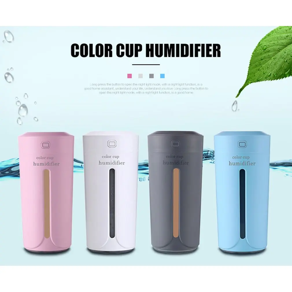 

Creative Mini Humidifier Cup Colorful LED Night Light Air Humidifier Essential Oil Diffuser for Home Office
