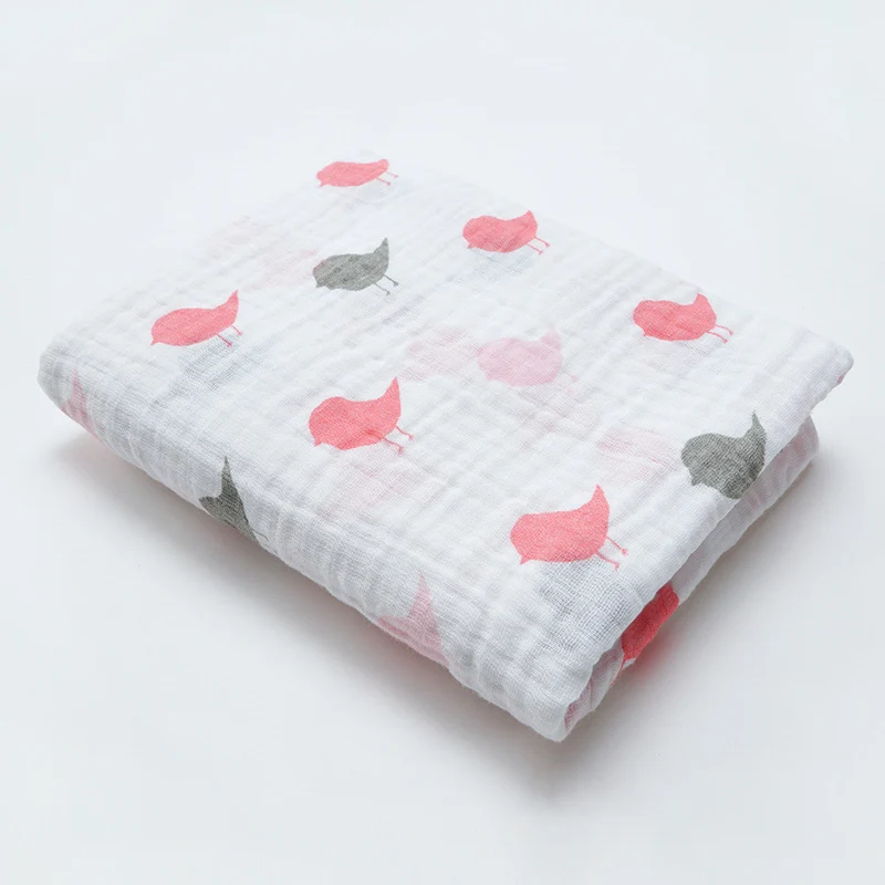 Muslinlife 1 шт. Муслин хлопок детские пеленки мягкие одеяла для новорожденных Ванна Марля младенческой спальные принадлежности коляска, 120*120 см - Цвет: Two color bird