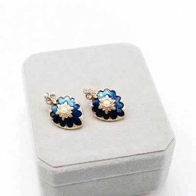 Free Shipping Round Square Earring Multi-Colors European Geometry - Окраска металла: No.6 with stud