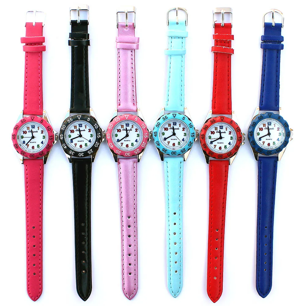 Hot Cute Boys Girls Quartz Watch Kids Children's Fabric Strap Student Time Clock Wristwatch Gifts Colorful Number Dial 6